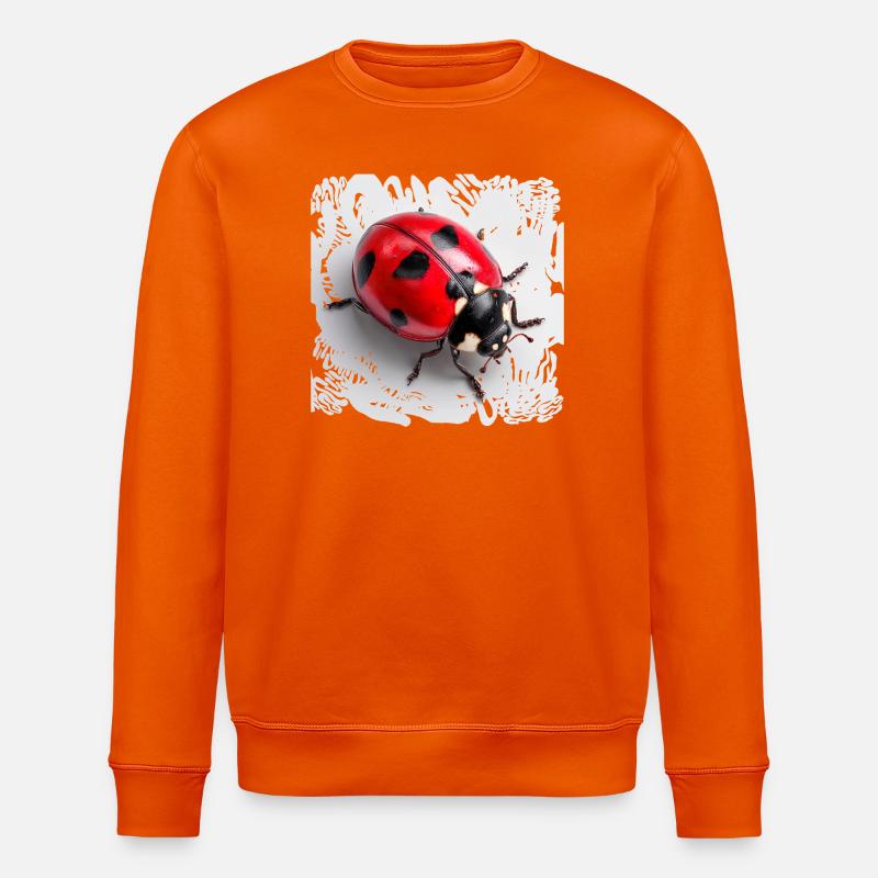 Red Ladybug Pattern Seven-Point - Stanley/Stella ROLLER Unisex Organic Sweatshirt - bright orange