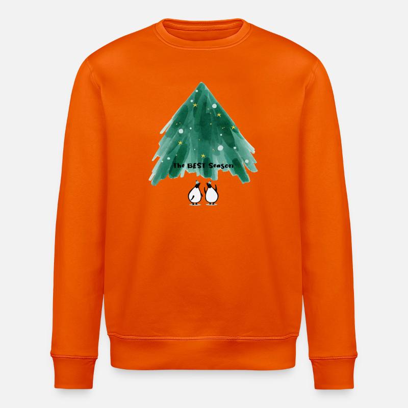 Niedliche Pinguine unterm Weihnachtsbaum  - Stanley/Stella Unisex Bio-Sweatshirt ROLLER - Tieforange