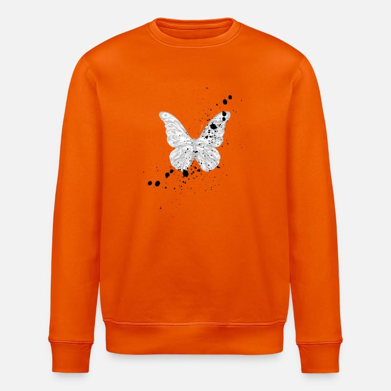 Weißer Schmetterling  - Stanley/Stella Unisex Bio-Sweatshirt ROLLER - Tieforange