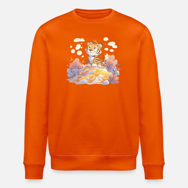 Tigerjunge auf Goldschatz im Herbstwald - Stanley/Stella Unisex Bio-Sweatshirt ROLLER - Tieforange