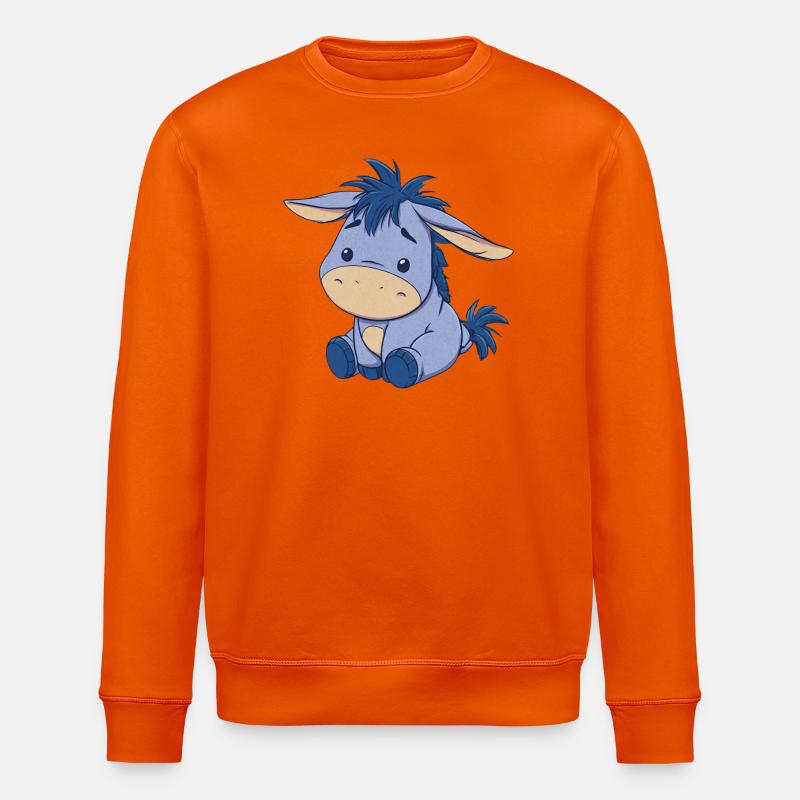 Blauer niedlicher Plüsch-Esel - Stanley/Stella Unisex Bio-Sweatshirt ROLLER - Tieforange