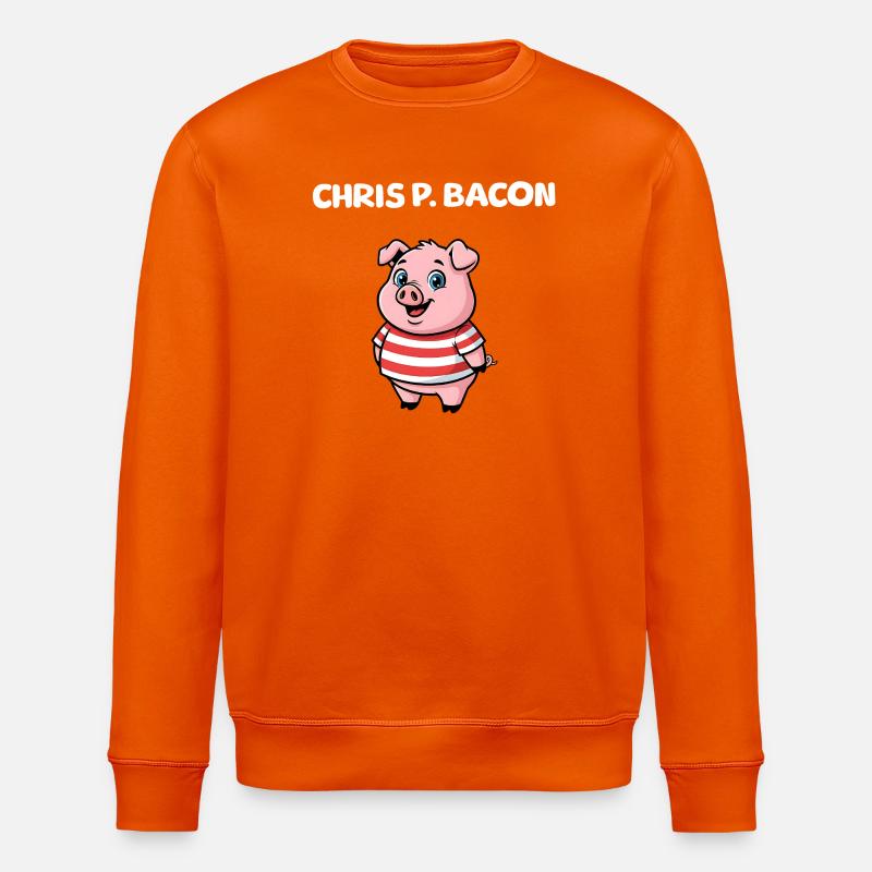 Chris P. Bacon - Cute Pig - Stanley/Stella ROLLER Unisex Organic Sweatshirt - bright orange
