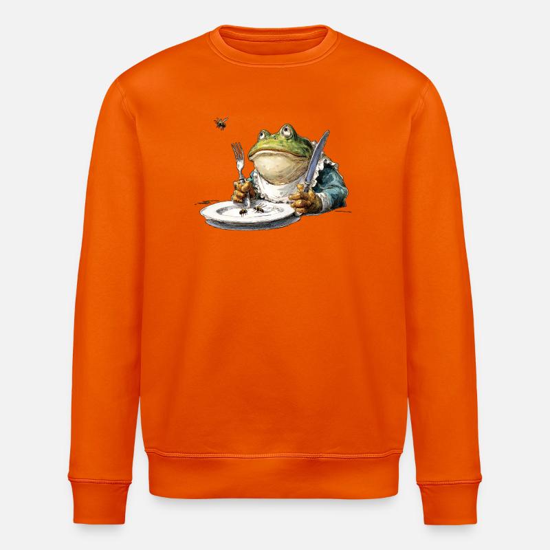 Frosch Galant am Esstisch - Stanley/Stella Unisex Bio-Sweatshirt ROLLER - Tieforange
