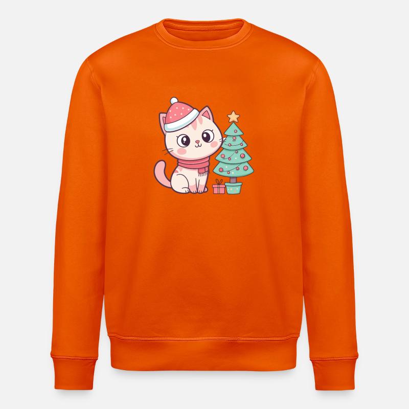 Weihnachtskätzchen am Baum - Stanley/Stella Unisex Bio-Sweatshirt ROLLER - Tieforange