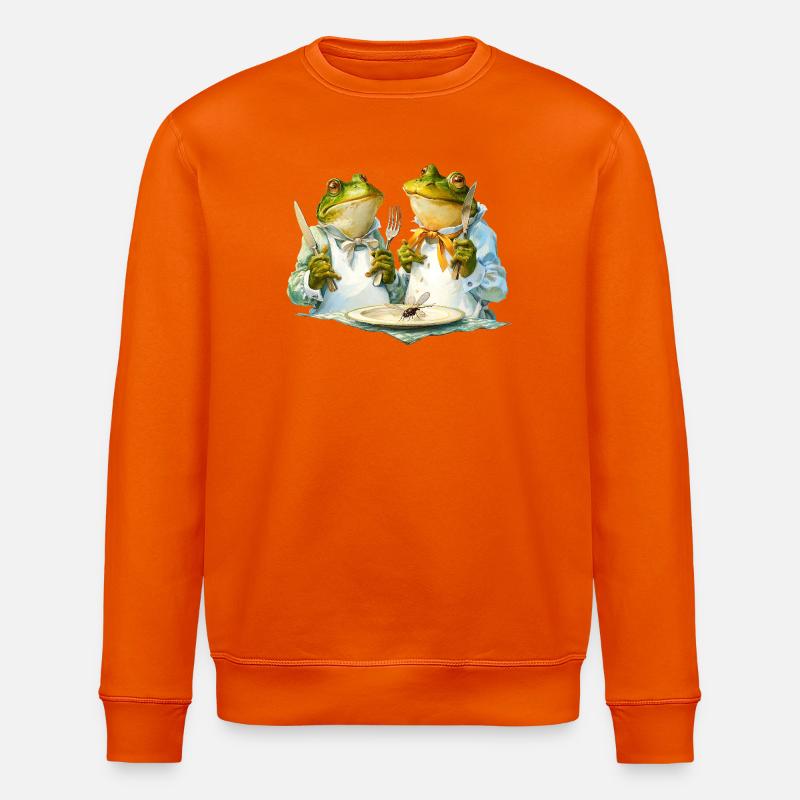 Frog cooks at the table - Stanley/Stella ROLLER Unisex Organic Sweatshirt - bright orange