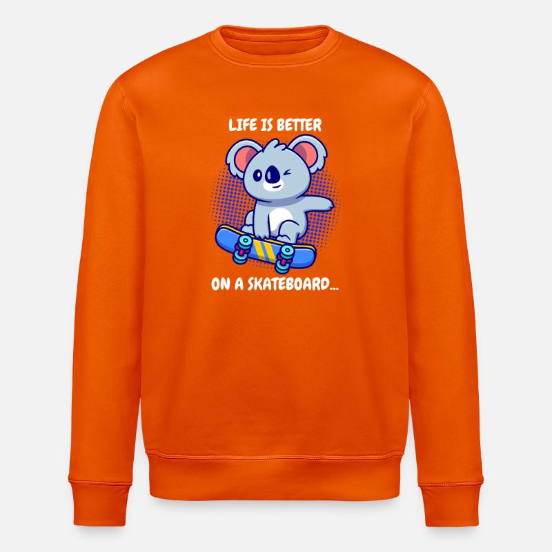 Koala Skateboard Life Is Better - Stanley/Stella ROLLER Unisex Organic Sweatshirt - bright orange