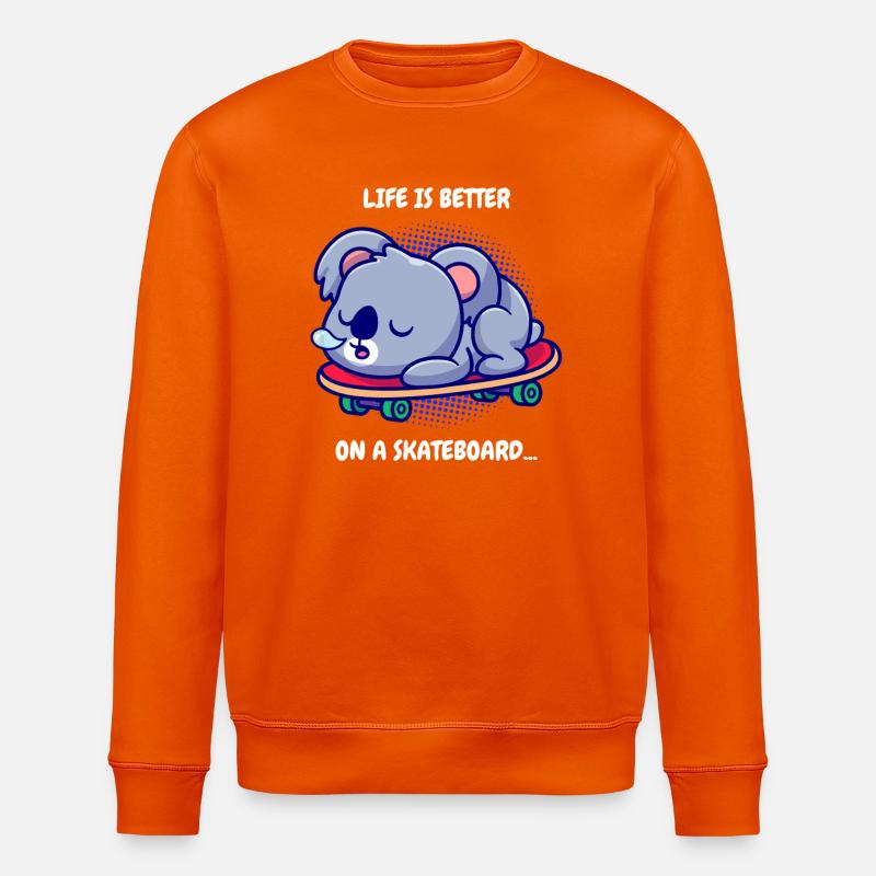 Koala on skateboard - Stanley/Stella ROLLER Unisex Organic Sweatshirt - bright orange