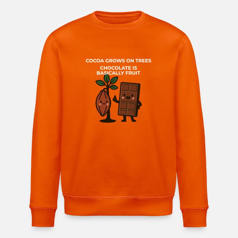 Chocolate is Fruit – Funny Cocoa Saying - Stanley/Stella ROLLER Unisex Organic Sweatshirt - bright orange