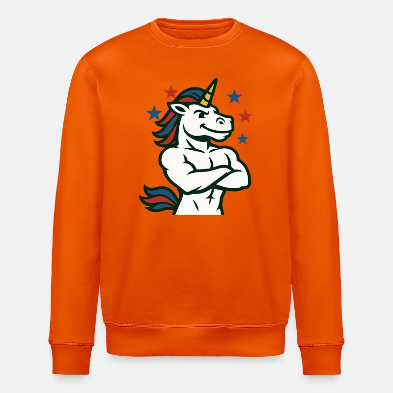 Selbstbewusste Einhorn-Illustration - Stanley/Stella Unisex Bio-Sweatshirt ROLLER - Tieforange