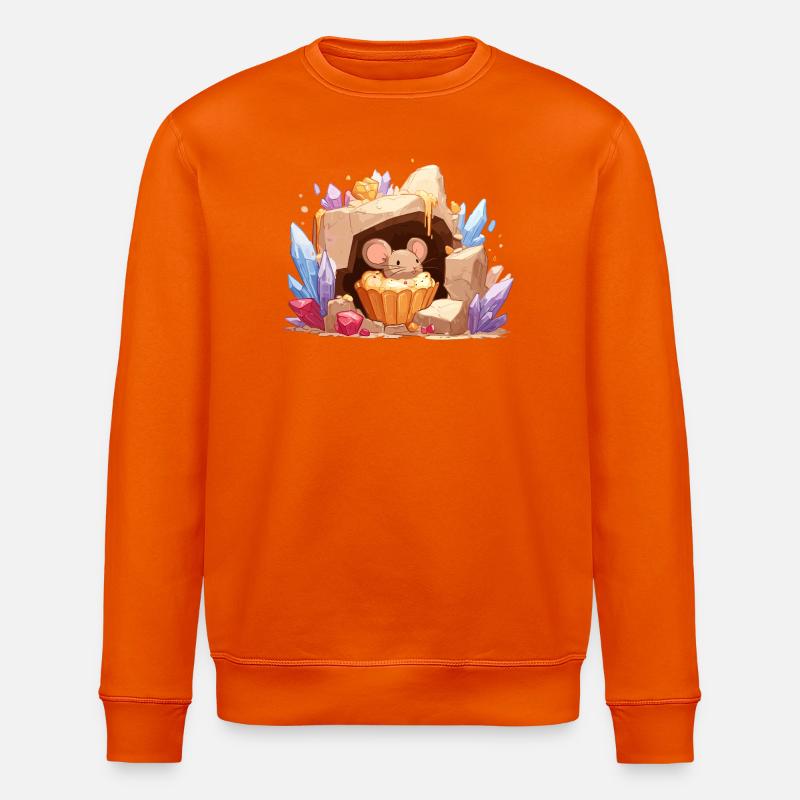 Crystal Cave Mouse Cake - Stanley/Stella ROLLER Unisex Organic Sweatshirt - bright orange