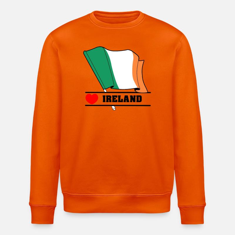 Irland-Flagge mit Herz - Stanley/Stella Unisex Bio-Sweatshirt ROLLER - Tieforange