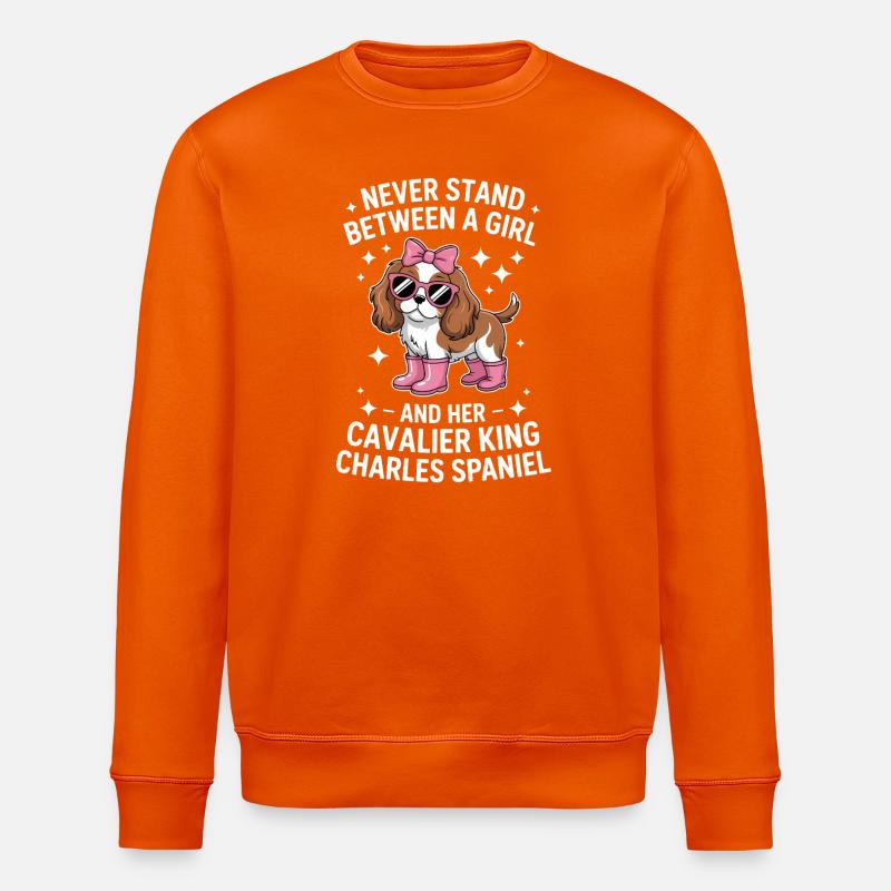 Cavalier King Charles Spaniel Gift - Stanley/Stella ROLLER Unisex Organic Sweatshirt - bright orange
