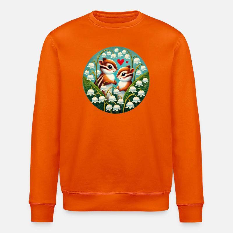 Streifenhörnchen in Lilyvalley Hearts - Stanley/Stella Unisex Bio-Sweatshirt ROLLER - Tieforange