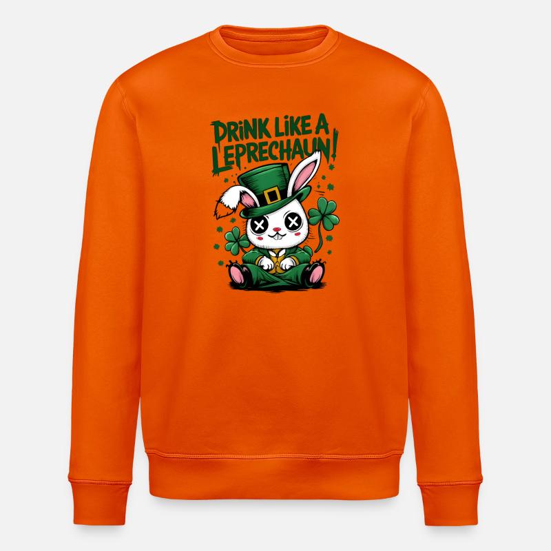 Drinking Bunny Leprechaun St. Patrick's Day - Stanley/Stella ROLLER Unisex Organic Sweatshirt - bright orange