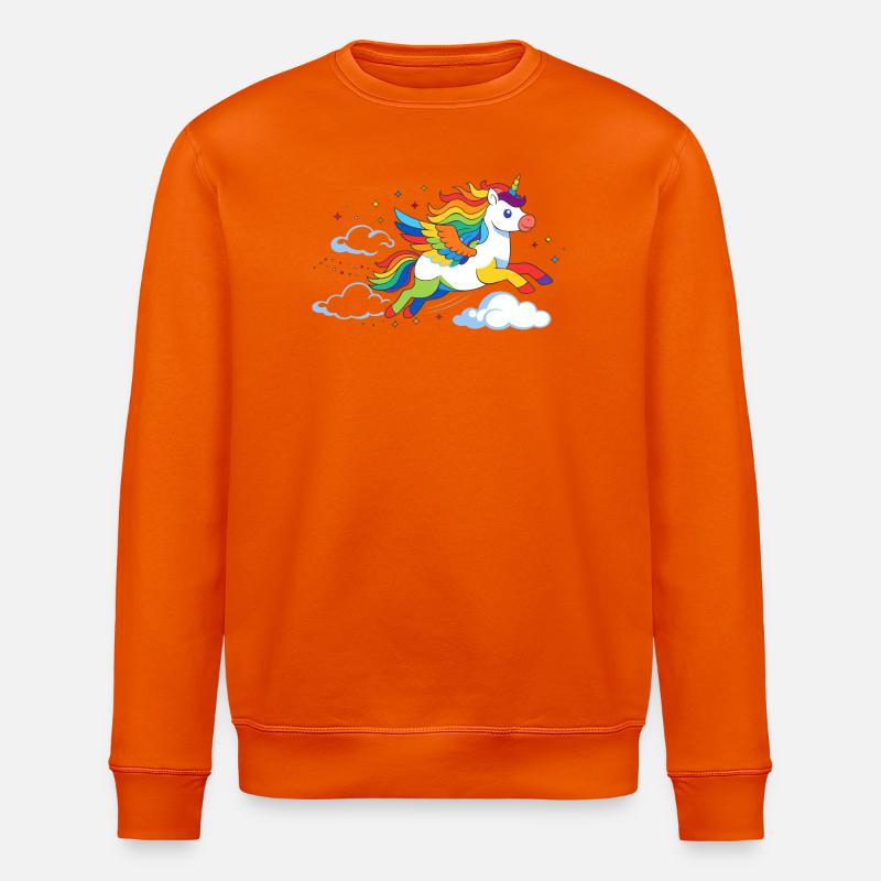 Fliegendes Regenbogen Einhorn – Magisches Motiv - Stanley/Stella Unisex Bio-Sweatshirt ROLLER - Tieforange