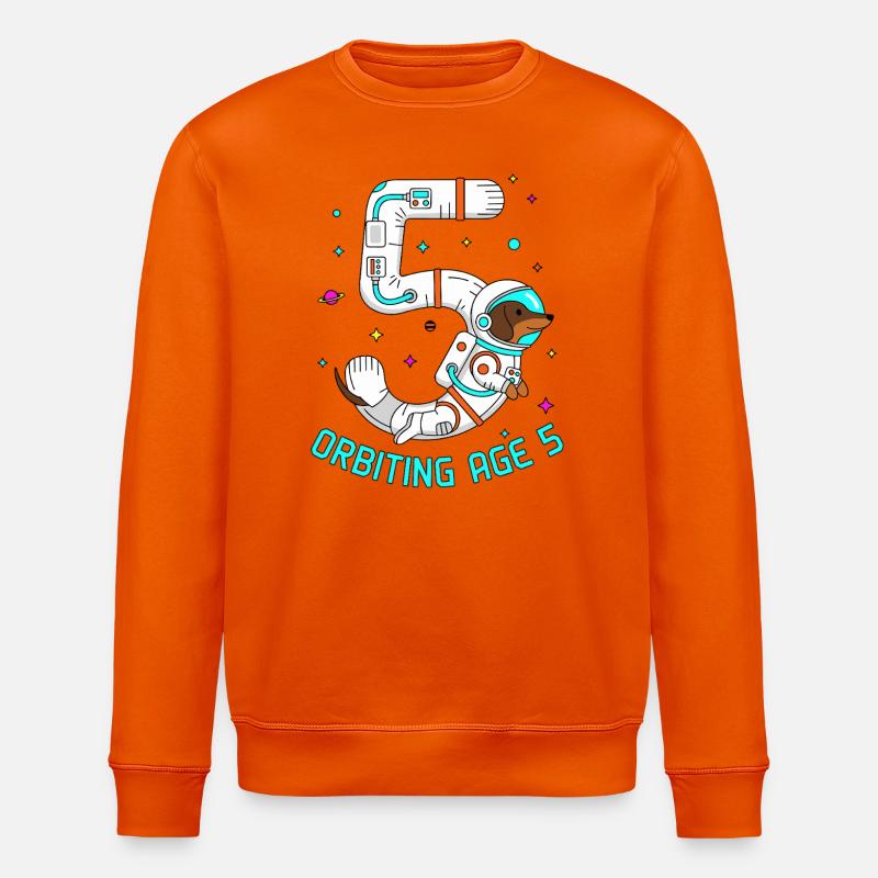 Orbiting Age 5 Dackel Weltraum - Stanley/Stella Unisex Bio-Sweatshirt ROLLER - Tieforange