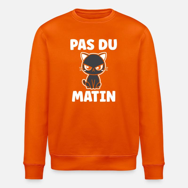 Chat grognon Pas du matin - Stanley/Stella ROLLER Unisex Organic Sweatshirt - bright orange