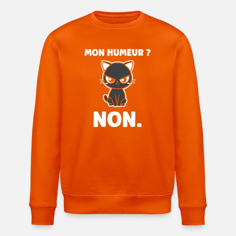 Chat grognon MON HUMEUR - Stanley/Stella ROLLER Unisex Organic Sweatshirt - bright orange