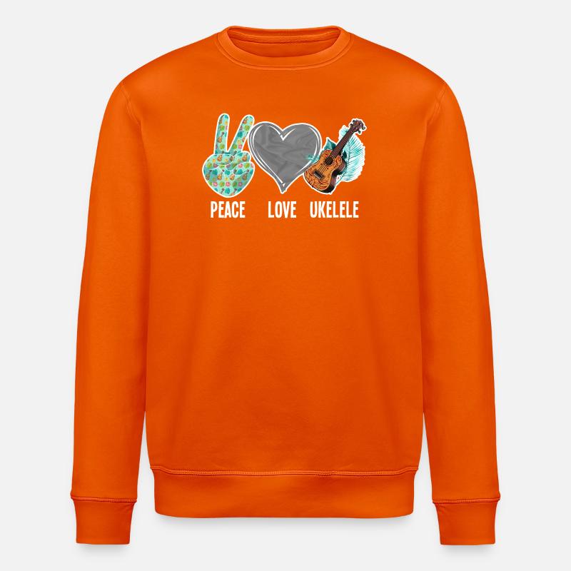 Hawaiian Ukulele Uke Peace Love - Stanley/Stella Unisex Bio-Sweatshirt ROLLER - Tieforange
