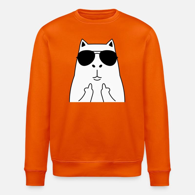 Katzengesicht mit Sonnenbrille - Stanley/Stella Unisex Bio-Sweatshirt ROLLER - Tieforange