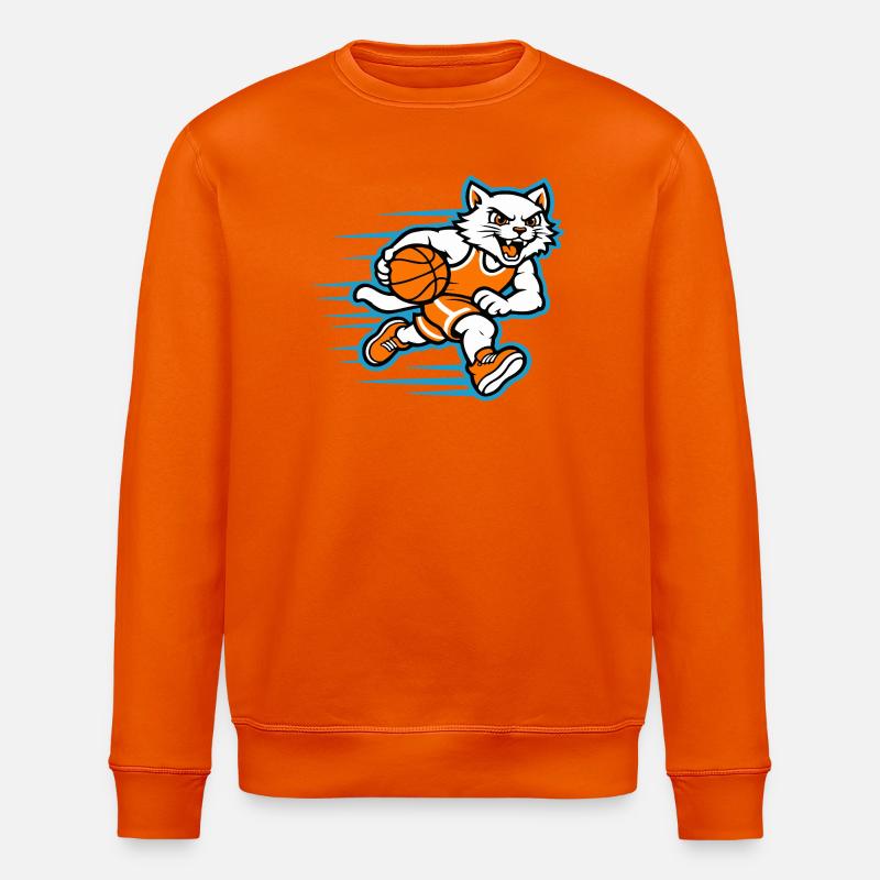 Mascotte Chat Dribbling Rapide de Basketball - Sweat bio ROLLER Stanley/Stella Unisexe - orange profond