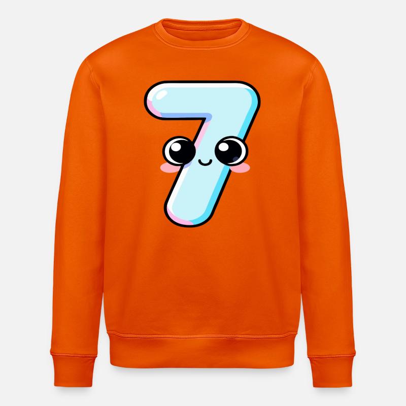Nummer 7 Kawaii-Kuchen - Stanley/Stella Unisex Bio-Sweatshirt ROLLER - Tieforange