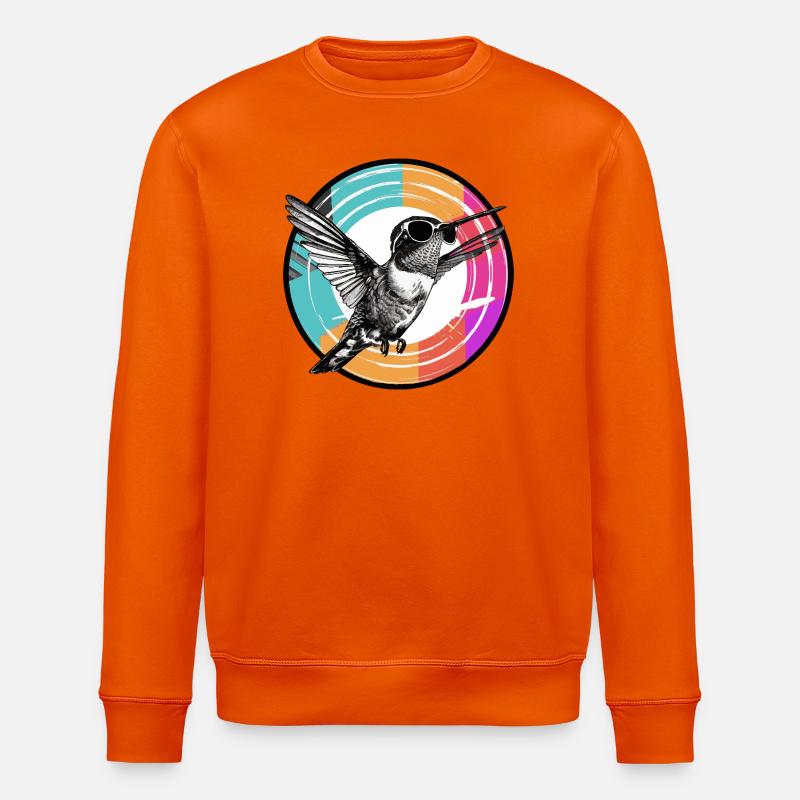 Kolibri mit Sonnenbrille  - Stanley/Stella Unisex Bio-Sweatshirt ROLLER - Tieforange