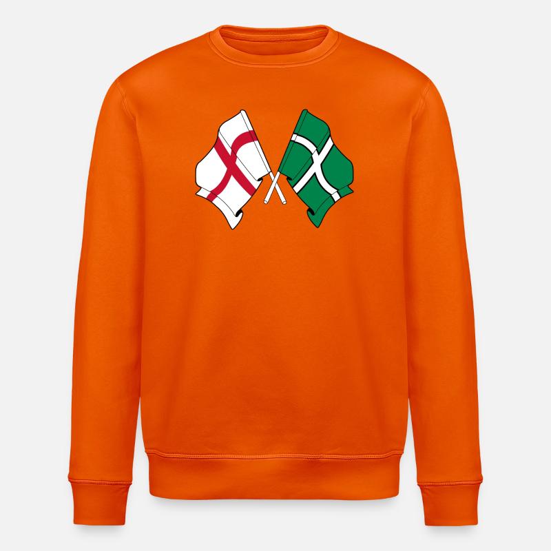 Devon & England Crossed - Stanley/Stella ROLLER Unisex Organic Sweatshirt - bright orange