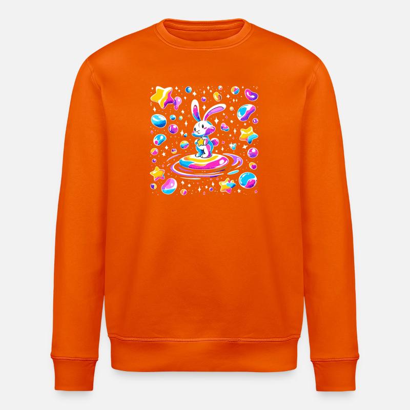 Cosmischer Rabbit on Star Wave - Stanley/Stella ROLLER Unisex Organic Sweatshirt - bright orange