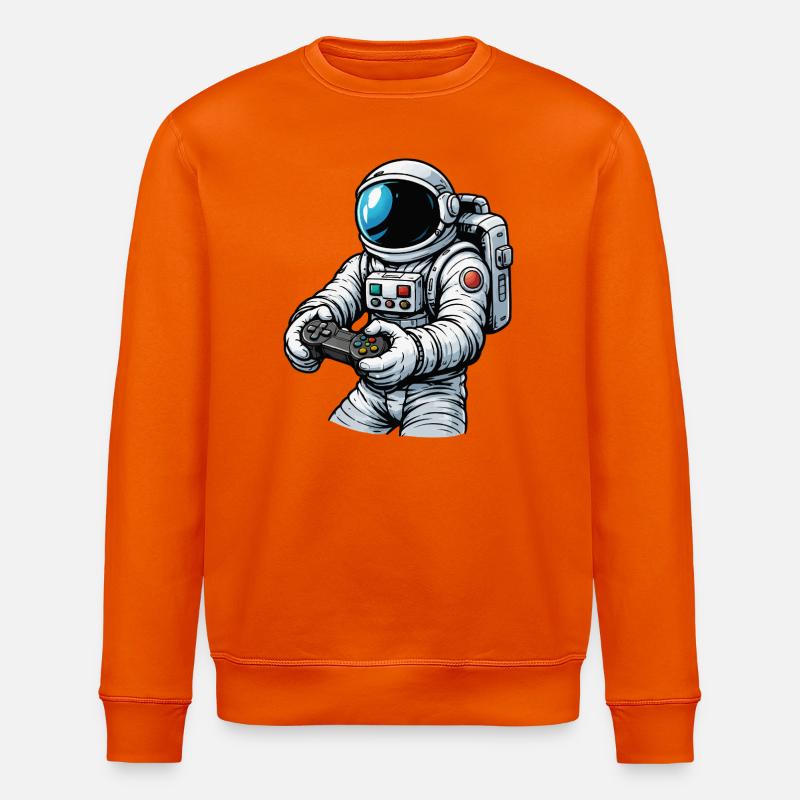 Astronaut with game controller - Stanley/Stella ROLLER Unisex Organic Sweatshirt - bright orange