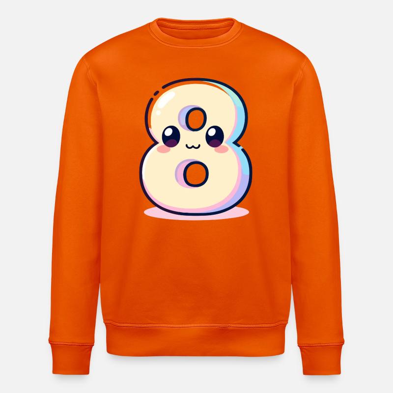 Nummer 8 Kawaii-Regenbogen - Stanley/Stella Unisex Bio-Sweatshirt ROLLER - Tieforange
