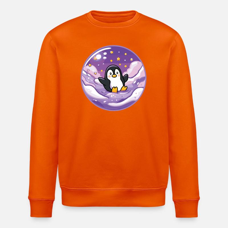 Pinguin im Eis-Universum - Stanley/Stella Unisex Bio-Sweatshirt ROLLER - Tieforange