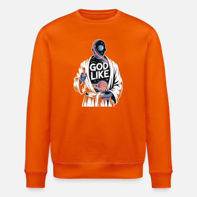 God Like Galaxy Design - Stanley/Stella ROLLER Unisex Organic Sweatshirt - bright orange