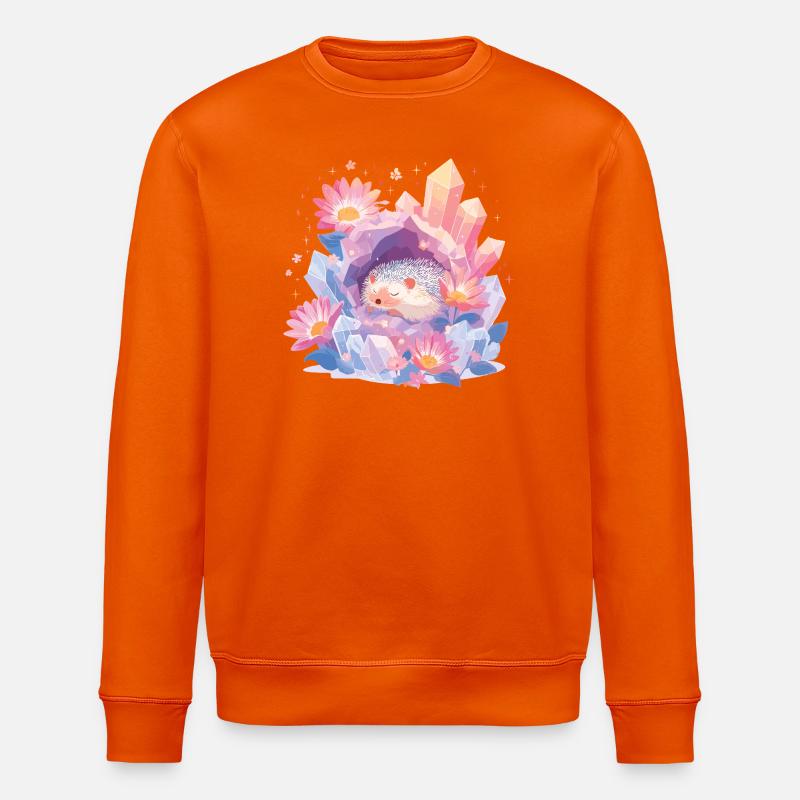 Schlafender Igel im Kristallgarten - Stanley/Stella Unisex Bio-Sweatshirt ROLLER - Tieforange