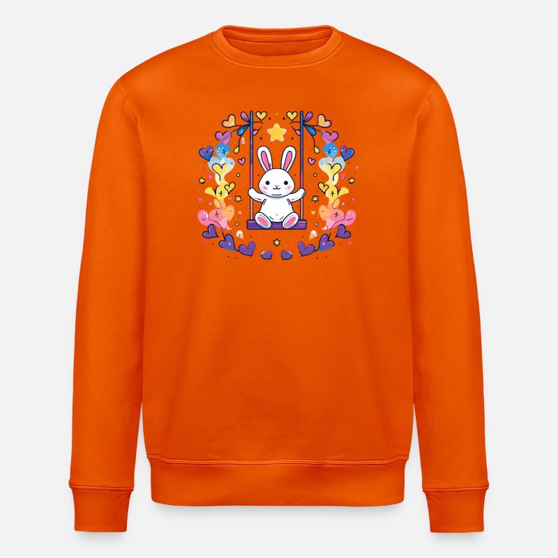 Fröhliches Bunny-Schaukel-Design - Stanley/Stella Unisex Bio-Sweatshirt ROLLER - Tieforange