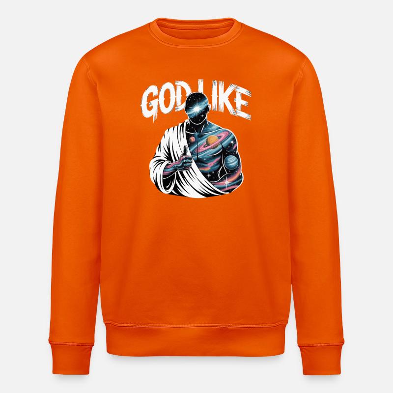 God Like Galaxy Design - Stanley/Stella ROLLER Unisex Organic Sweatshirt - bright orange