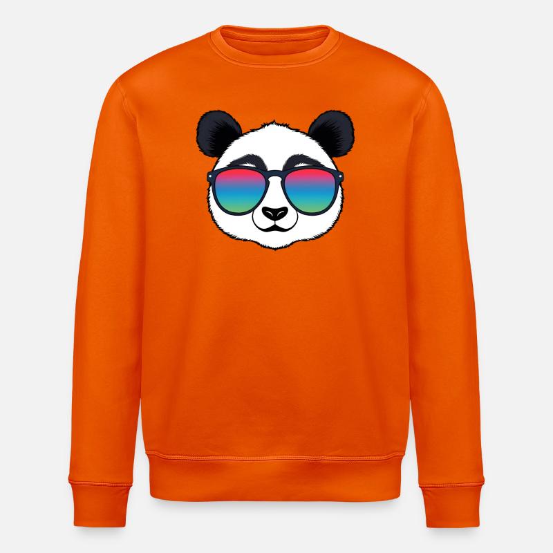 Panda Rainbow Sunglasses - Stanley/Stella ROLLER Unisex Organic Sweatshirt - bright orange