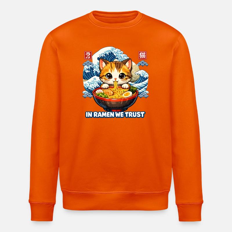 In Ramen We Trust Cat - Stanley/Stella ROLLER Unisex Organic Sweatshirt - bright orange