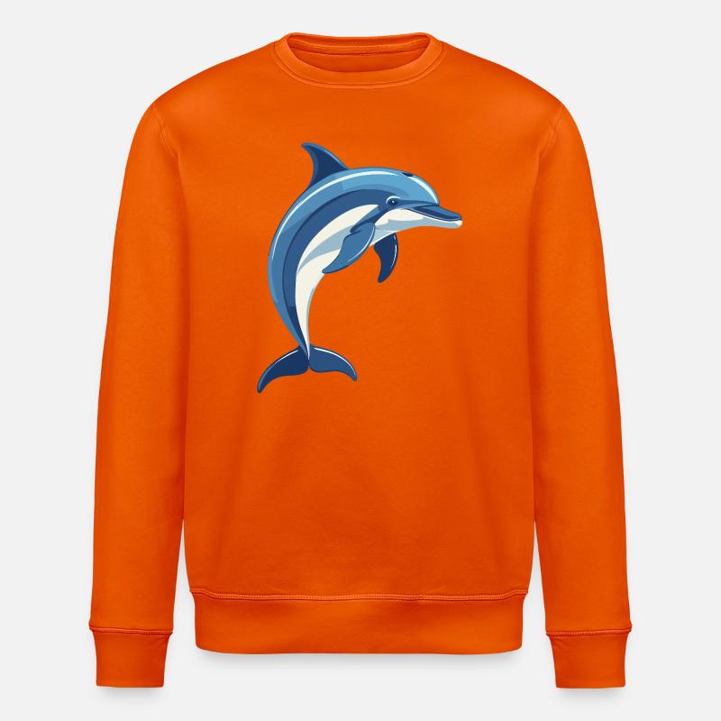 Blauer Delfin springt aus dem Wasser - Stanley/Stella Unisex Bio-Sweatshirt ROLLER - Tieforange