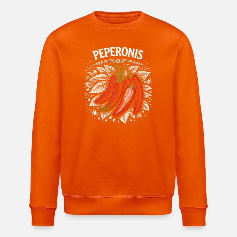 Pepperoni Burning Leaf Design - Stanley/Stella ROLLER Unisex Organic Sweatshirt - bright orange