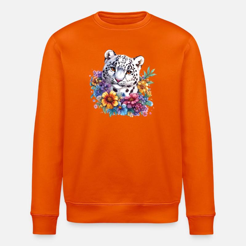 Leopard Blumenzauber - Stanley/Stella Unisex Bio-Sweatshirt ROLLER - Tieforange