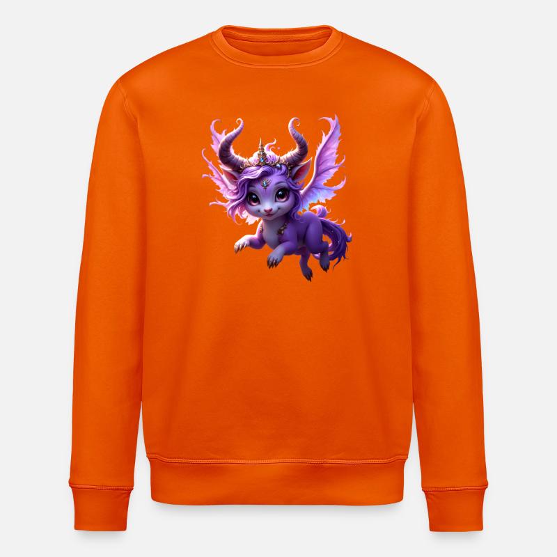 Lila Drache mit Krone - Stanley/Stella Unisex Bio-Sweatshirt ROLLER - Tieforange