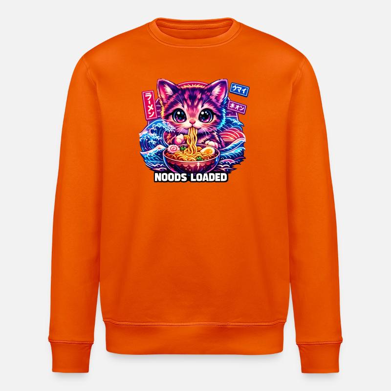 Neon Cat Ramen Noods - Stanley/Stella Unisex Bio-Sweatshirt ROLLER - Tieforange