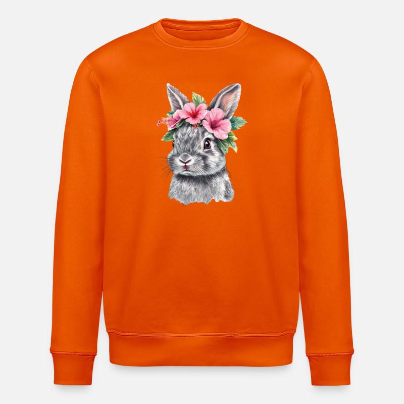 Rabbit with flower wreath - Stanley/Stella ROLLER Unisex Organic Sweatshirt - bright orange