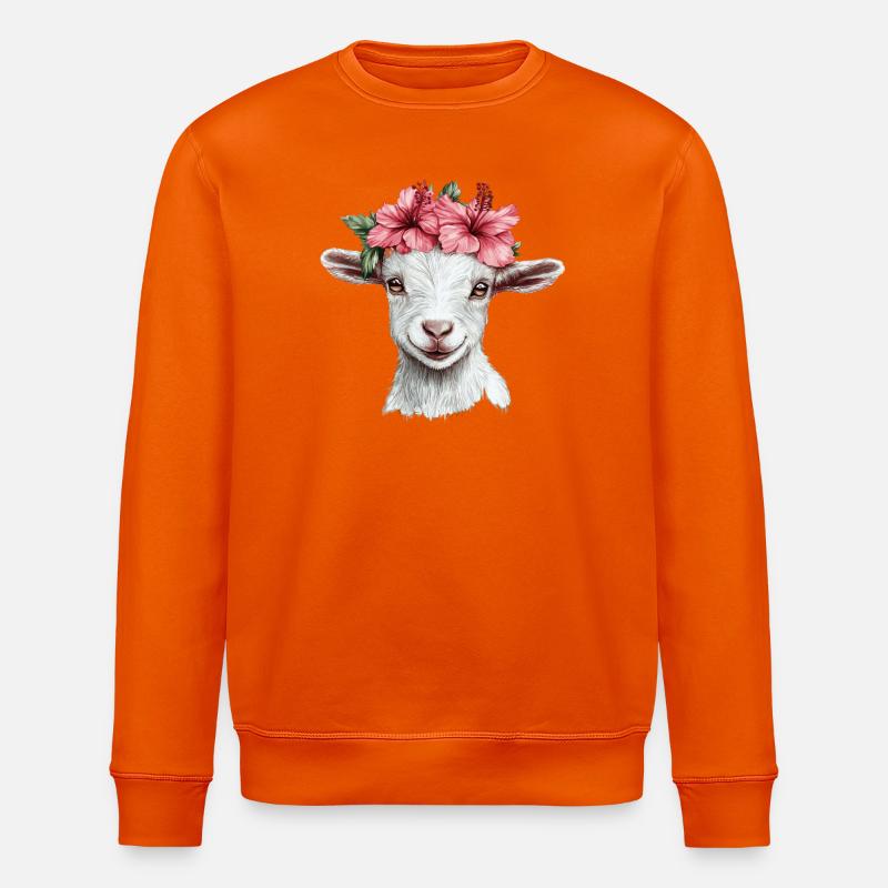 Chèvre avec une couronne d’hibiscus - Sweat bio ROLLER Stanley/Stella Unisexe - orange profond
