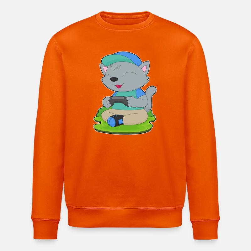 Katze Gamer Controller - Stanley/Stella Unisex Bio-Sweatshirt ROLLER - Tieforange