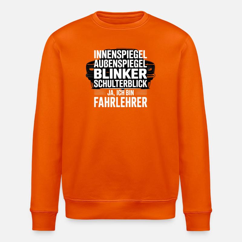 Fahrlehrer Spruch Schulterblick - Stanley/Stella Unisex Bio-Sweatshirt ROLLER - Tieforange