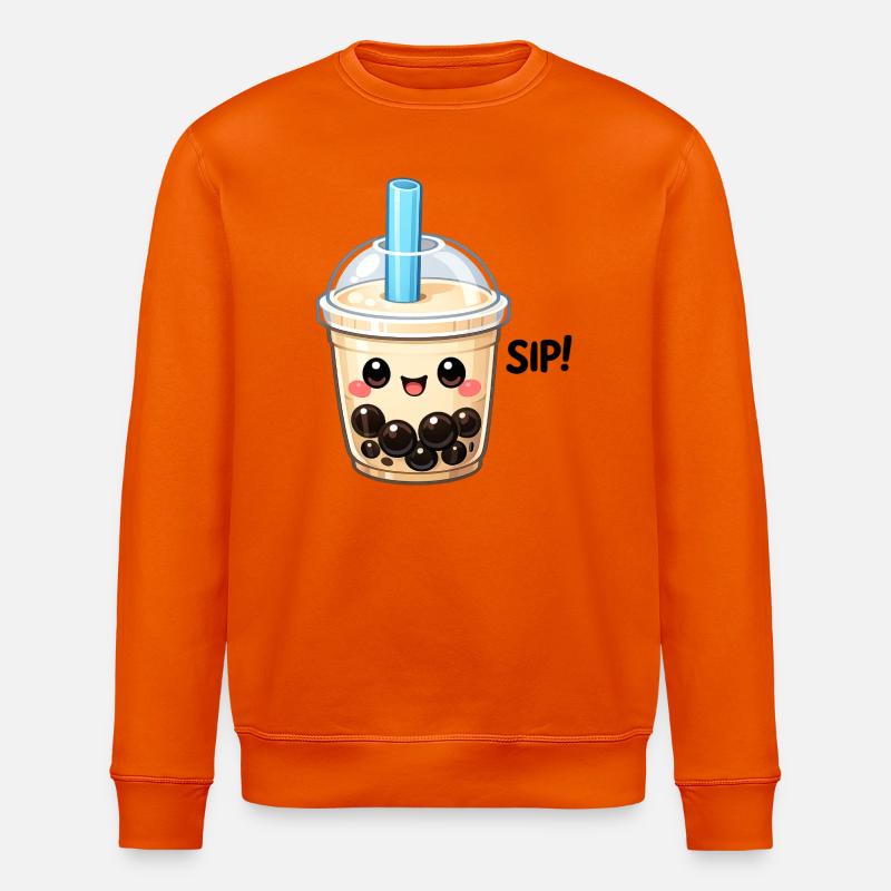 Kawaii Boba Milchtee Becher - Stanley/Stella Unisex Bio-Sweatshirt ROLLER - Tieforange