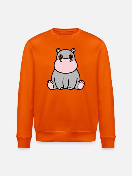 Bébé hippopotame mignon assis à Kawaii - Sweat bio ROLLER Stanley/Stella Unisexe - orange profond