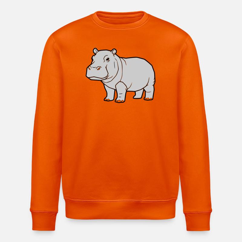 Nilpferd Stehend Comic Tier Zoo - Stanley/Stella Unisex Bio-Sweatshirt ROLLER - Tieforange